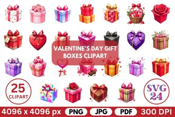 Download Valentine's Day Gift Boxes Clipart - Day Collection