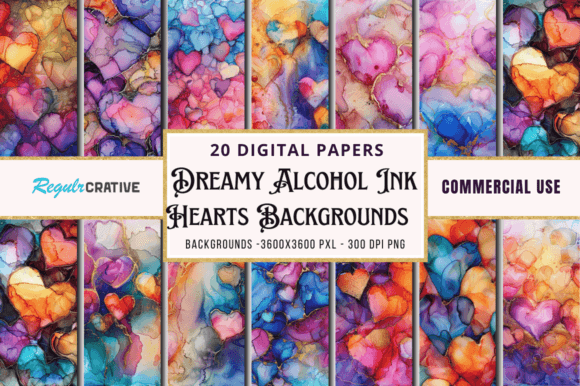Download Dreamy Alcohol Ink Hearts Backgrounds - Premium Resources