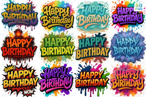 Download Happy Birthday PNG Bundle Printable - Day Collection