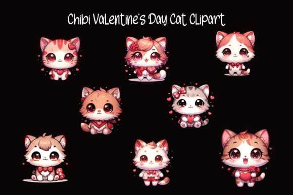 Download Chibi Valentine’s Day Cat Clipart - Day Collection