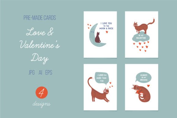 Download Valentine's Day Cards | Cute Cats - Premium Bundle
