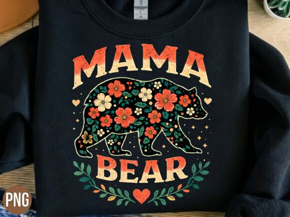 Download Floral Mama Bear Retro Silhouette PNG - Silhouette png Collection