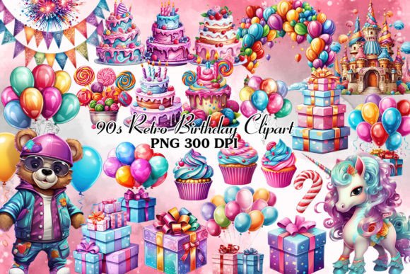 Download 90s Retro Birthday Clipart Bundle - Day Collection