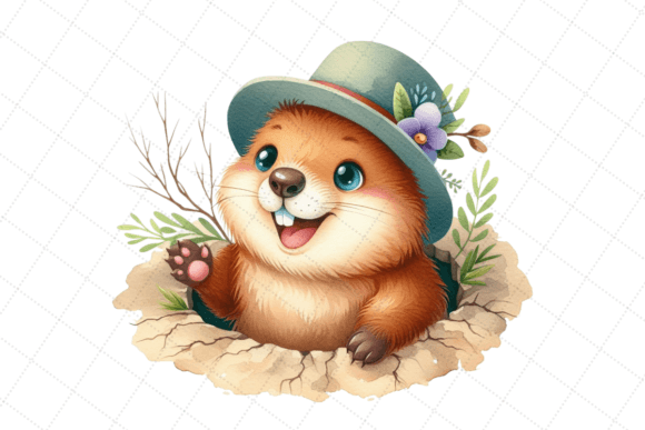 Download Watercolor Happy Groundhog Day Clipart - Day Collection