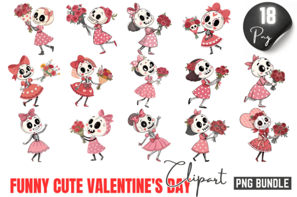 Download Funny Cute Valentine's Day Skeletons Cli - Day Collection