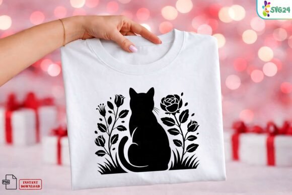 Download Black Cat Floral Silhouette PNG - Silhouette png Collection