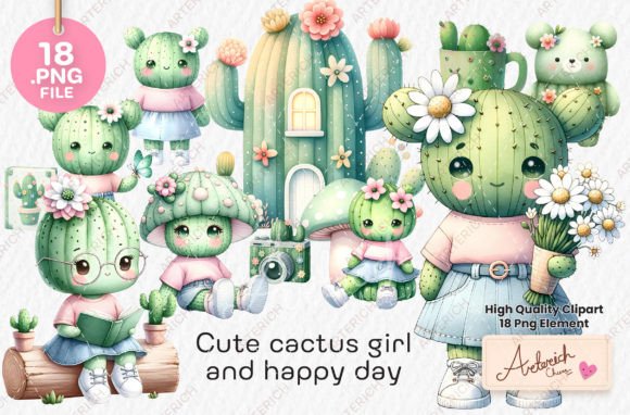 Download Cute Cactus Girl and Happy Day - Day Collection
