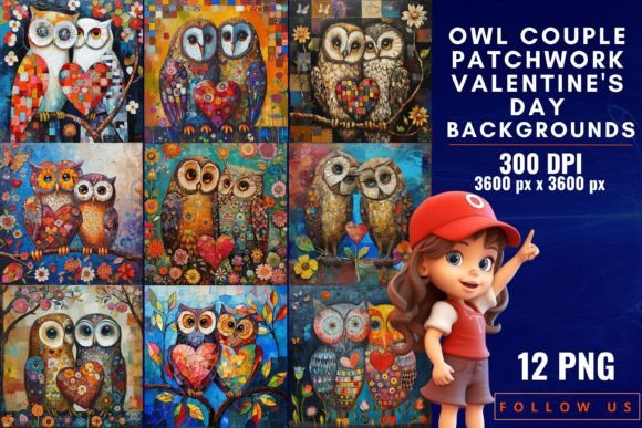 Download Owl Couple Patchwork Valentine's Day - Day Collection