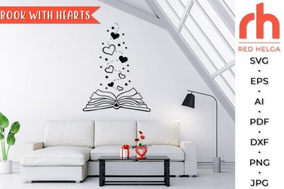 Download Open Book with Hearts SVG, Valentine Day - Day Collection