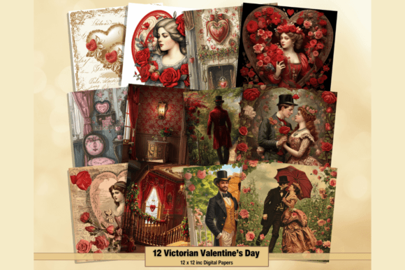 Download Victorian Valentine's Day Digital Papers - Premium Resources