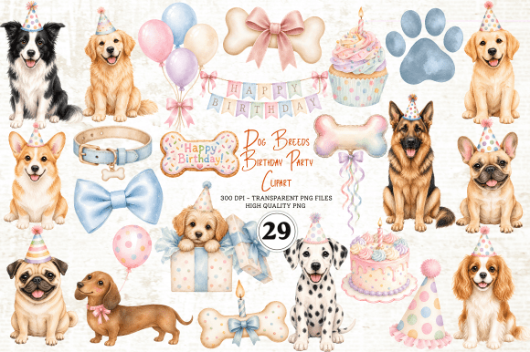 Download Dog Breeds Birthday Party Clipart - Day Collection