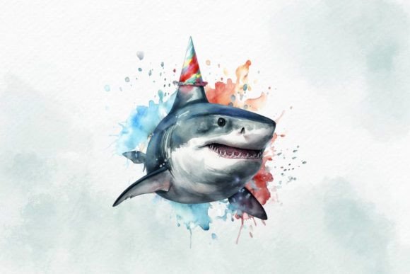 Download Birthday Shark Watercolor PNG Design - Day Collection
