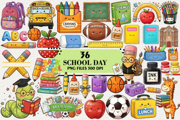 Download Kawaii School Day Clipart Bundle - Day Collection