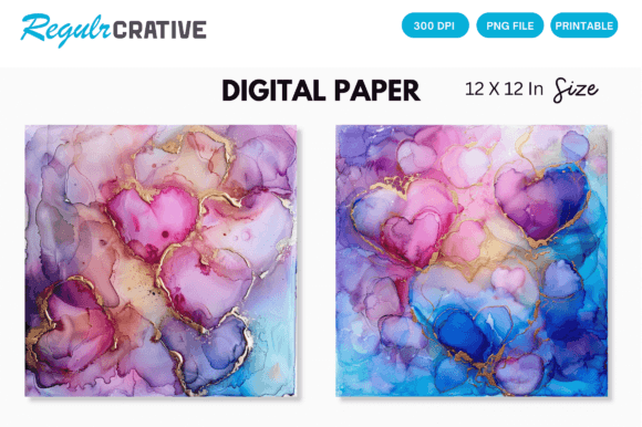 Download Dreamy Alcohol Ink Hearts Backgrounds - Premium Resources