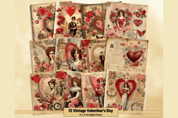 Download Vintage Valentine's Day Digital Papers - Premium Resources