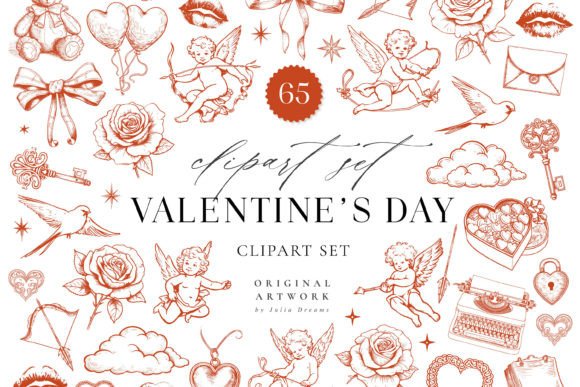 Download Valentines Day Clipart Vintage Elements - Day Collection