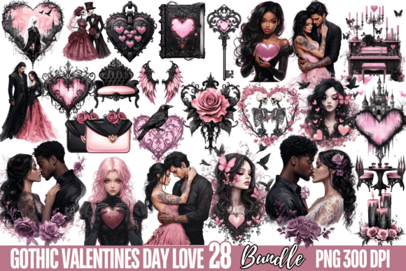 Download Gothic Valentine's Day Love Bundle, Png - Day Collection