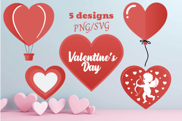 Download 5 Valentine's Day Heart Designs Bundle - Day Collection